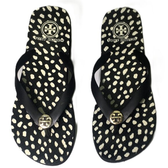 🛑 TORY BURCH Logo➕🆒 SANDALS Slip On SHOES Spotted Thong FLIP FLOP 💸BUY NOW‼️ - Picture 4 of 16